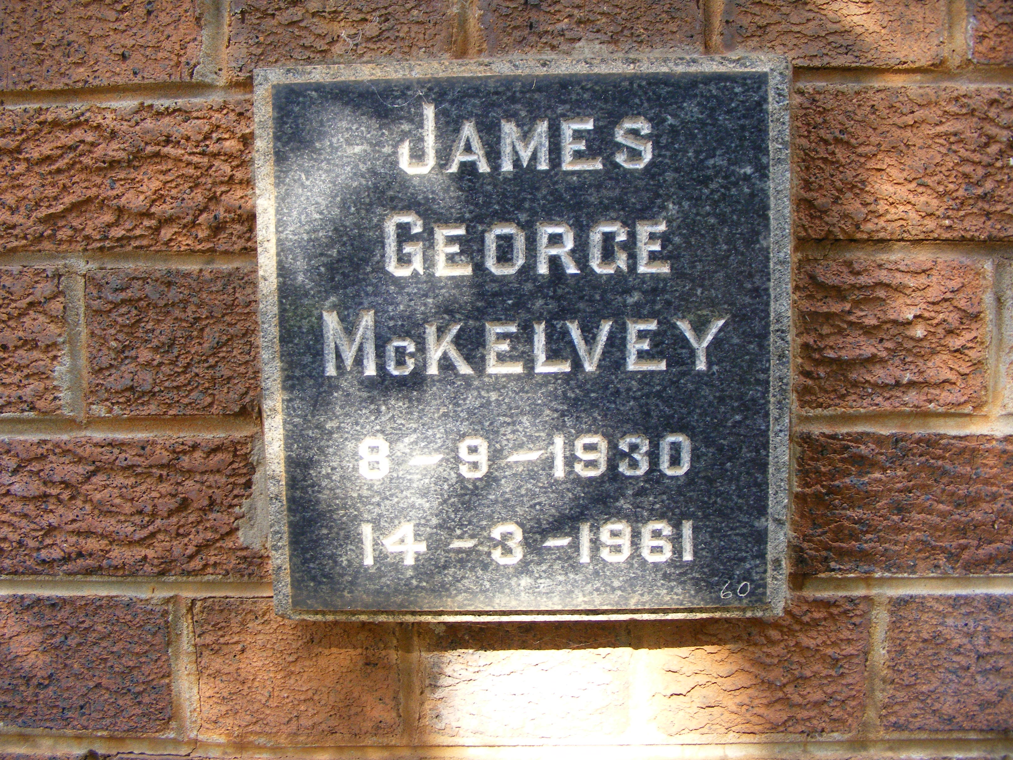 Photo from /search/photos/South Africa/Gauteng/PRETORIA (REBECCA STREET) CEMETERY/mckelvey_jg.jpg